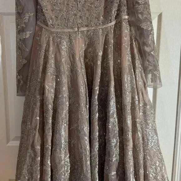 MAC DUGGAL Embellished Bow Belt Illusion Long Sleeve A Line Dress Style 20337 - Picture 7 of 7